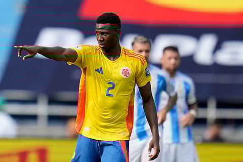 2026 FIFA World Cup Qualifying, Colombia vs Argentina: Colombia's Yerson Mosquera celebrates scoring the opening goal against Argentina